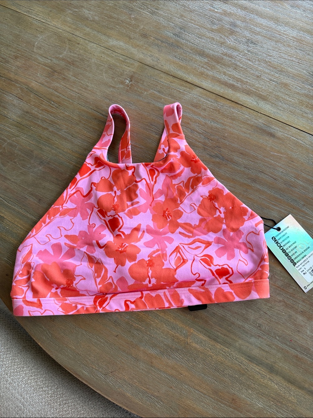 Jolyn Clothing Pink & Coral Floral High-Neck Swim Bikini Top KAYLEE